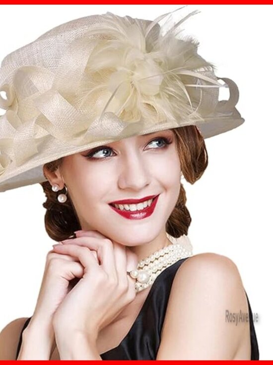 Adjustable Derby Hat with Feather Bow for Weddings Parties main image 2